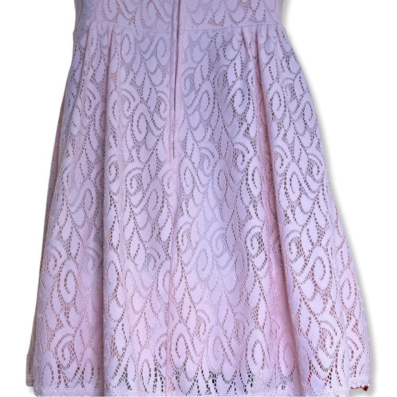B. Darlin Sleeveless Y2K Coquette Pink Fit + Flare Dress Lace Overlay Fairy - Picture 5 of 8